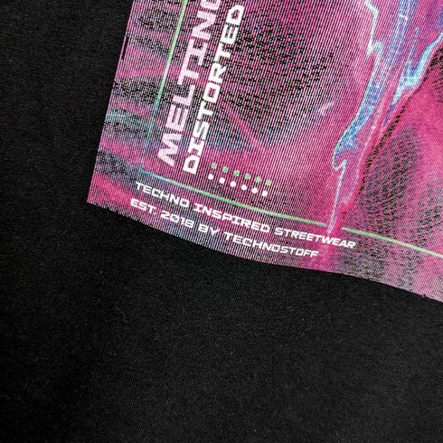 Melting Trip Acid T-Shirt von Technostoff für Techno Liebhaber, Close Up